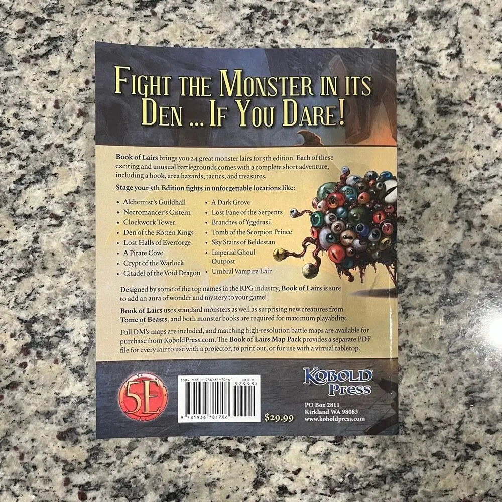 Kobold Press Book of Lairs 5E D&D TTRPG Adventures Fantasy